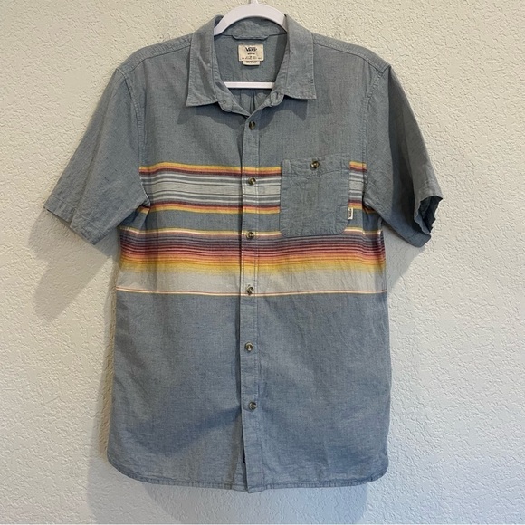 Van’s Striped Tailored Flit Cotton Blend Button Front Shirt - Picture 2 of 4